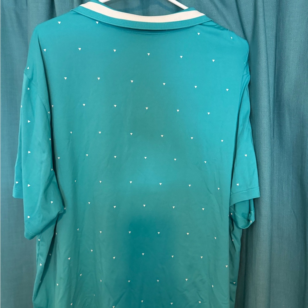 Nike Teal Polo with White Micro Dots and Pink-Trim Collar - Picture 3 of 3